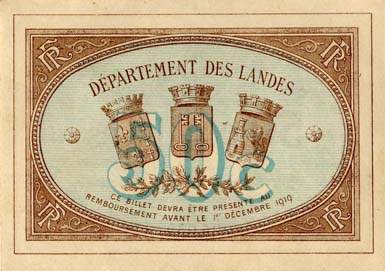 Billet de la Chambre de Commerce de Mont-de-Marsan - 50 centimes - délibération du 1er décembre 1914