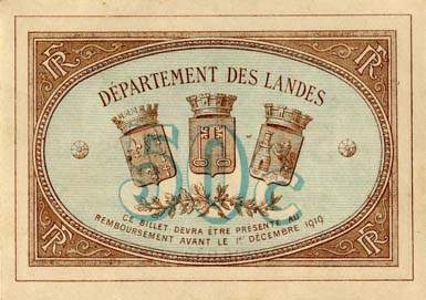 Billet de la Chambre de Commerce de Mont-de-Marsan - 50 centimes - d�lib�ration du 1er d�cembre 1914