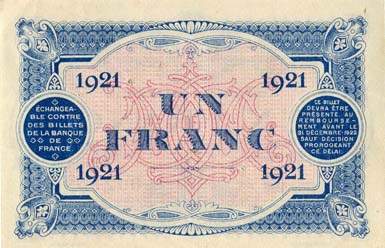 Billet de la Chambre de Commerce de Mont-de-Marsan - 1 franc - émission de la Paix avec 1921 au verso - série 188