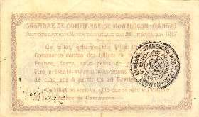 Billet de la Chambre de Commerce de Montlu�on - Gannat - 50 centimes - Autorisation Minist�rielle du 28 f�vrier 1917