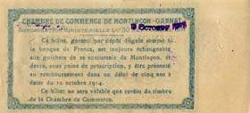 Billet de la Chambre de Commerce de Montlu�on - Gannat - 50 centimes - autorisation du 30 septembre 1914 - surcharge 5 octobre 1915