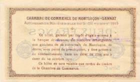 Billet de la Chambre de Commerce de Montlu�on - Gannat - 2 francs - Autorisation Minist�rielle du 5 octobre 1915 - sp�cimen annul�