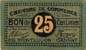 Ticket de la Chambre de Commerce de Montlu�on - Gannat - 25 centimes avec cachet noir au verso - 62 x 36 mm