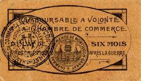 Ticket de la Chambre de Commerce de Montlu�on - Gannat - 25 centimes avec cachet noir au verso - 62 x 36 mm