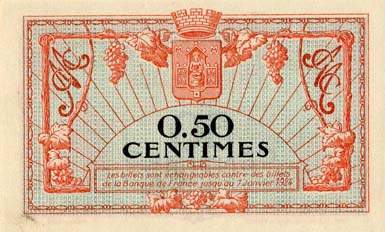 Billet de la Chambre de Commerce de Montpellier - 50 centimes - D�lib�ration du 6 janvier 1921