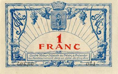 Billet de la Chambre de Commerce de Montpellier - 1 franc - d�lib�ration du 11 octobre 1917 - s�rie 150 - n� 00,305