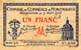 Billet de la Chambre de Commerce de Montpellier - 1 franc - d�lib�ration du 9 ao�t 1915 - s�rie 59