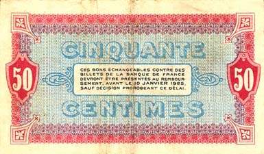 Billet de la Chambre de Commerce de Moulins et Lapalisse - 50 centimes - Délibération du 9 janvier 1920
