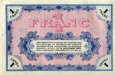Billet de la Chambre de Commerce de Moulins et Lapalisse - 1 franc - Délibération du 14 décembre 1917 - spécimen annulé