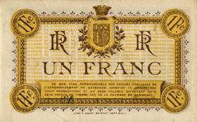 Billet de la Chambre de Commerce de Narbonne - 1 franc - d�lib�ration du 12 juillet 1917 - s�rie I