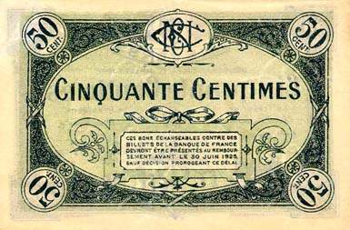 Billet de la Chambre de Commerce de Nevers - 50 centimes - d�lib�ration du 1er juillet 1920