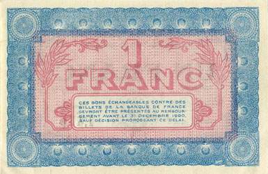 Billet de la Chambre de Commerce de Nevers - 1 franc - d�lib�ration du 12 novembre 1915 - s�rie 127 - n� 1,415