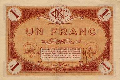 Billet de la Chambre de Commerce de Nevers - 1 franc - d�lib�ration du 1er juillet 1920