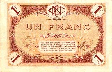 Billet de la Chambre de Commerce de Nevers - 1 franc - délibération du 22 février 1920