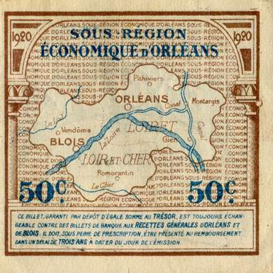 Billet des Chambres de Commerce d'Orl�ans et de Blois - 50 centimes - 1er juin 1920