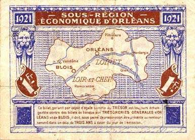 Billet des Chambres de Commerce d'Orl�ans et de Blois - 1 franc - 15 mai 1921 - 2�me �mission - n� 431,298