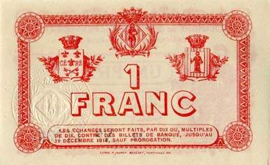 Billet de la Chambre de Commerce de Perpignan - 1 franc - d�lib�ration du 24 juin 1915 - s�rie H