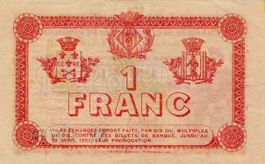 Billet de la Chambre de Commerce de Perpignan - 1 franc - d�lib�ration du 28 avril 1916