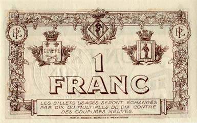 Billet de la Chambre de Commerce de Perpignan - 1 franc - d�lib�ration du 31 mai 1917 - s�rie E.S.