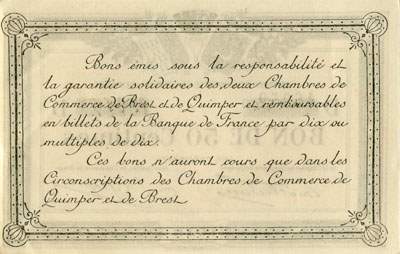 Billet des Chambres de Commerce de Quimper & de Brest - 50 centimes 1918 - sans filigrane - n� 16952