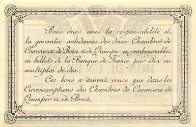 Billet des Chambres de Commerce de Quimper & de Brest - 1 franc 1915 - lettre A