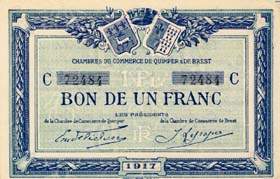 Billet des Chambres de Commerce de Quimper & de Brest - 1 franc 1917 - lettre C