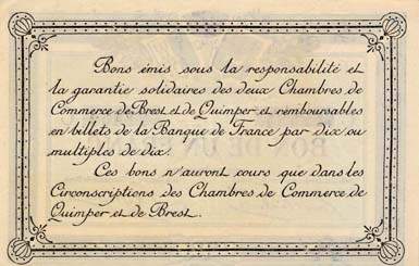 Billet des Chambres de Commerce de Quimper & de Brest - 1 franc 1917 - lettre C