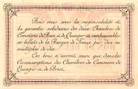 Billet des Chambres de Commerce de Quimper & de Brest - 2 francs 1915 - lettre A
