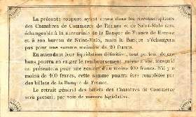 Billet des Chambres de Commerce de Rennes & de Saint-Malo - 1 franc - �mission du avril 1922