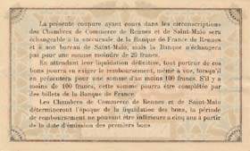 Billet des Chambres de Commerce de Rennes & de Saint-Malo - 50 centimes - �mission du 25 ao�t 1915 - sp�cimen