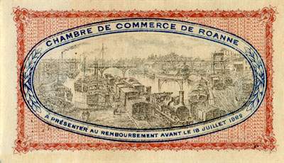Billet de la Chambre de Commerce de Roanne - 1 franc - d�lib�ration du 18 juillet 1917 - imprimerie Bourg et Cie - s�rie 025 - n� 075263