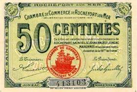 Billet de la Chambre de Commerce de Rochefort-sur-Mer - 50 centimes - d�lib�ration du 28 octobre 1915 - 3�me s�rie