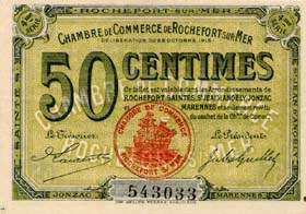 Billet de la Chambre de Commerce de Rochefort-sur-Mer - 50 centimes - d�lib�ration du 28 octobre 1915 - 4�me s�rie