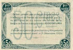 Billet de la Chambre de Commerce de Rochefort-sur-Mer - 50 centimes - d�lib�ration du 28 octobre 1915 - 1�re s�rie - sp�cimen