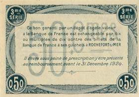 Billet de la Chambre de Commerce de Rochefort-sur-Mer - 50 centimes - d�lib�ration du 28 octobre 1915 - 3�me s�rie - sp�cimen