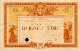 Billet de la Chambre de Commerce de La Roche-sur-Yon & de la Vend�e - 50 centimes - �mission de 1915 - sp�cimen s�rie D