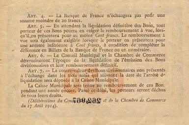 Billet de la Ville de Rouen - Chambre de Commerce de Rouen - 50 centimes - 1915