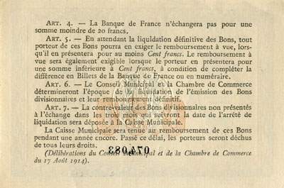 Billet de la Ville de Rouen - Chambre de Commerce de Rouen - 50 centimes - 1916 - n� 074083