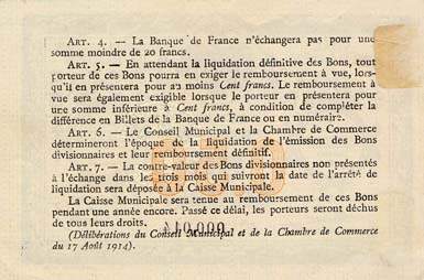 Billet de la Ville de Rouen - Chambre de Commerce de Rouen - 50 centimes - 1917 - Emission de remplacement - signature coup�e - n�000,014