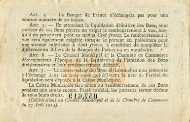 Billet de la Ville de Rouen - Chambre de Commerce de Rouen - 50 centimes - 1917 - Emission de remplacement - signature compl�te - n�057,619