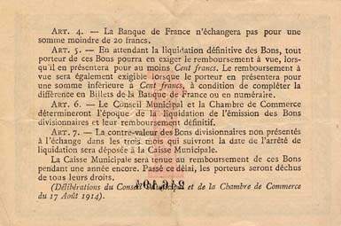 Billet de la Ville de Rouen - Chambre de Commerce de Rouen - 1 franc - 1916