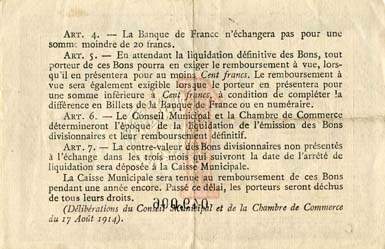 Billet de la Ville de Rouen - Chambre de Commerce de Rouen - 1 franc - 1917 - Emission de remplacement - signature compl�te - n�49,006