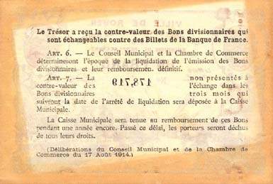 Billet de la Ville de Rouen - Chambre de Commerce de Rouen - 1 franc - 1918 �mission de remplacement - avec signature du Pr�sident compl�te