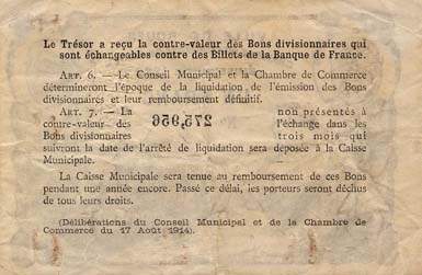 Billet de la Ville de Rouen - Chambre de Commerce de Rouen - 1 franc - 1922