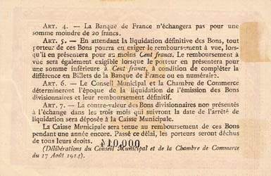 Billet de la Ville de Rouen - Chambre de Commerce de Rouen - 2 francs - 1917 - Emission de remplacement - signature coup�e - n�000,014