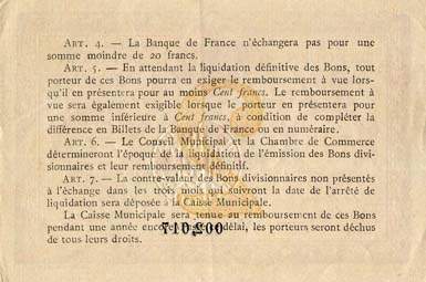 Billet de la Ville de Rouen - Chambre de Commerce de Rouen - 2 francs - sans date - n�2017