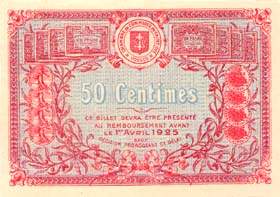 Billet de la Chambre de Commerce de Saint-Di� - 50 centimes - d�lib�ration du 1er avril 1920 - Emission 1920 - sp�cimen