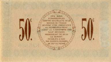 Billet de la Chambre de Commerce de Saint-Dizier - 50 centimes - d�lib�ration du du 17 avril 1916 - n� 825,606
