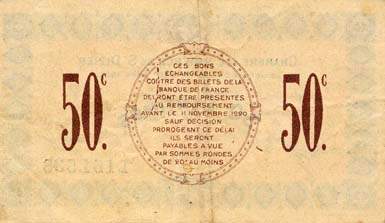 Billet de la Chambre de Commerce de Saint-Dizier - 50 centimes - d�lib�ration du 12 d�cembre 1916