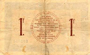 Billet de la Chambre de Commerce de Saint-Dizier - 1 franc - d�lib�ration du 7 novembre 1917